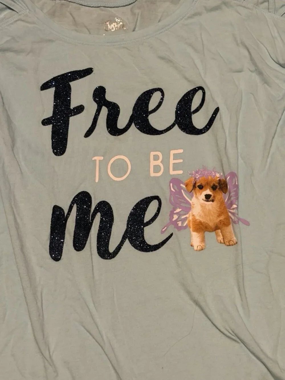 Girl’s Justice Free To Be Me Dog Puppy Fairy Long Sleeve Shirt Size 16
